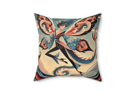 Dragon Fairy of the Temple Spun Polyester Square Pillow