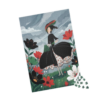 🌧️🌺 The Stormy Flower Walk Puzzle – Art Deco Floral Fashion