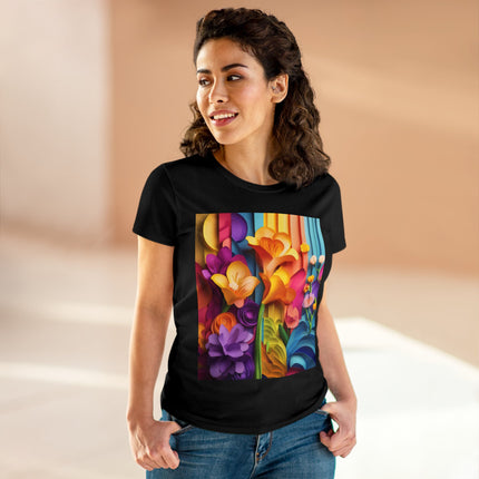 The Graceful Freesia Women's Midweight Cotton Tee