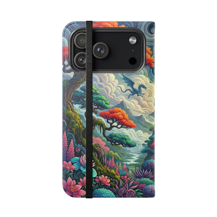 Mystic Guardian of the Sky Flip Case – Warrior Fairy & Turquoise Dragon