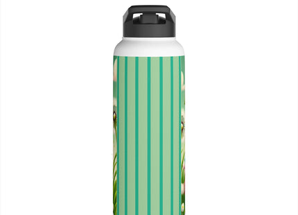 Geisha Kitten and the Dandelion Wish Stainless Steel Water Bottle, Standard Lid