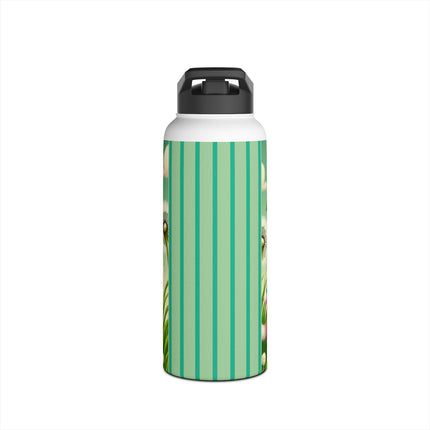 Geisha Kitten and the Dandelion Wish Stainless Steel Water Bottle, Standard Lid