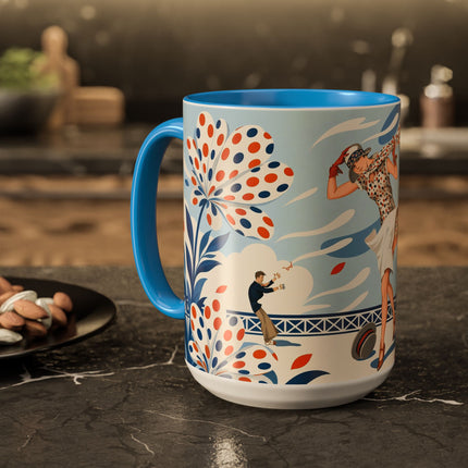 🌼🧡 The Polka Dot Wind Dancer Colorful Mug – Art Deco Fashion Whimsy