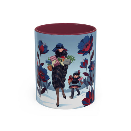 🎁🌺 The Christmas Gift Garden Stroll Colorful Mug – Art Deco Holiday Fantasy