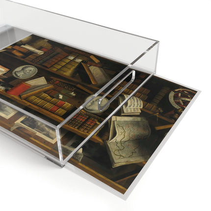 Trompe l'oeil of a Collector's Study by Charles Bouillon Acrylic Serving Tray