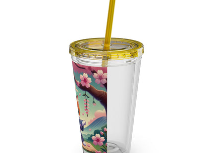 Samurai Kitten Sunsplash Tumbler with Straw, 16oz
