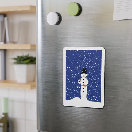 Snowman in Falling Snow Die-Cut Magnets (5 Sizes)