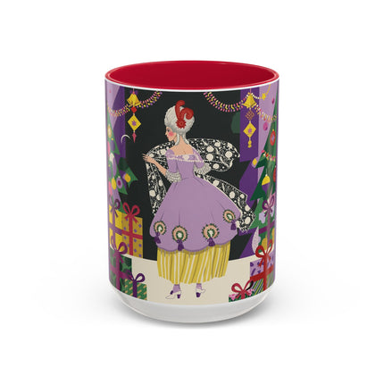 🎁✨ The Lavender Christmas Masquerade Colorful Mug – Art Deco Holiday Fantasy