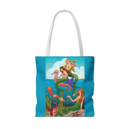 Three Mermaids with Strings of Pearls by Carlo Chiostri Tote Bag (AOP)
