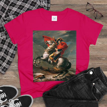 Napoleon Crossing the Alps by Jacques-Louis David Women's Midweight Cotton Tee