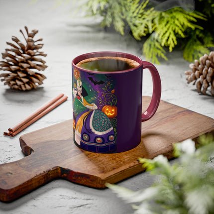 🎭🎃 The Masquerade Beneath The Pumpkin Lantern Colorful Mug – Theatrical Halloween Charm