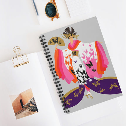 Butterfly Kimono Spiral Notebook – Elegant Japanese Fantasy & Whimsical Grace