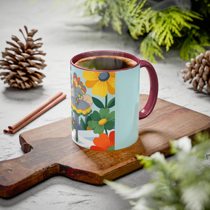 ❄️🌼 The Winter Flower Wanderer Colorful Mug – Colorful Art Deco Snow Fantasy