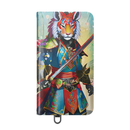 🦁🦊⚔️ Cyberpunk Lion Samurai Flip Case – Futuristic Honor & Kitsune Spirit
