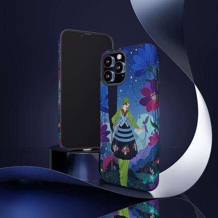 🌸🐦 The Lady Of The Midnight Bird Garden Phone Case – Art Deco Floral Fantasy