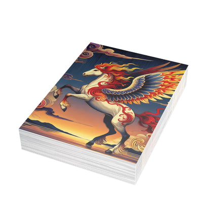 Flame-Winged Horse at Sunset Postcards (envelopes included) - Bundles of 10, 30, 50 Pieces