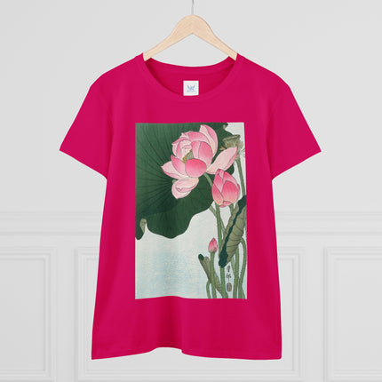 Blooming Lotus Flowers by Ohara Koson Women's Midweight Cotton Tee
