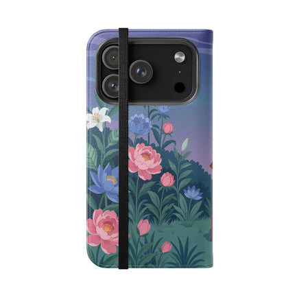 🐦🌸 The Lady And The Golden Bird Flip Case – Art Deco Floral Reverie