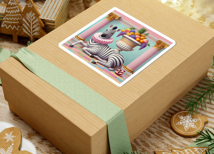 Zebra, Fruit, and Pink Columns Kiss-Cut Stickers (4 Stickers)