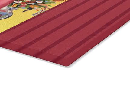 Elegant Holiday Woman with Gifts Glass Cutting Board