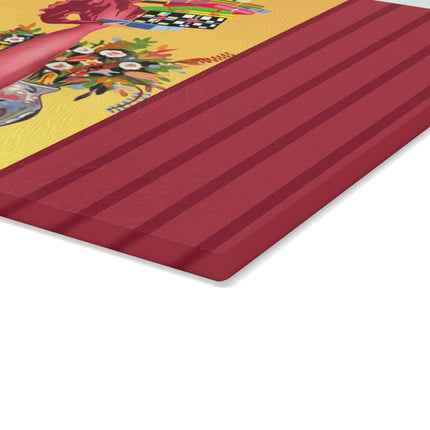 Elegant Holiday Woman with Gifts Glass Cutting Board