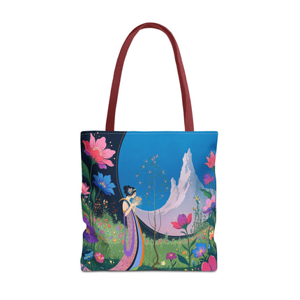 🌸🏔️ The Lady Of The Mountain Garden Tote Bag – Art Deco Floral Fantasy