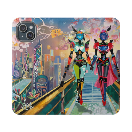 🤖🌆 Cyber Punk Robot Models Flip Case – Futuristic Fashion & Neon Elegance