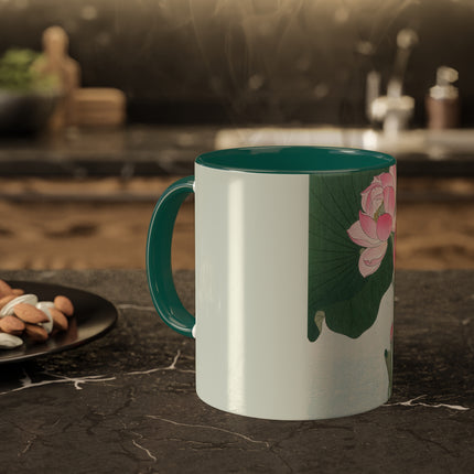 Blooming Lotus Flowers by Ohara Koson Colorful Mugs, 11oz