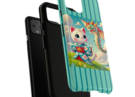 Geisha Kitten and the Dragon Kite Phone Cases