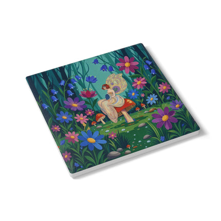 🧚🍄 The Lady Of The Enchanted Mushroom Forest Ceramic Coaster – Art Deco Fairy Garden Fantasy