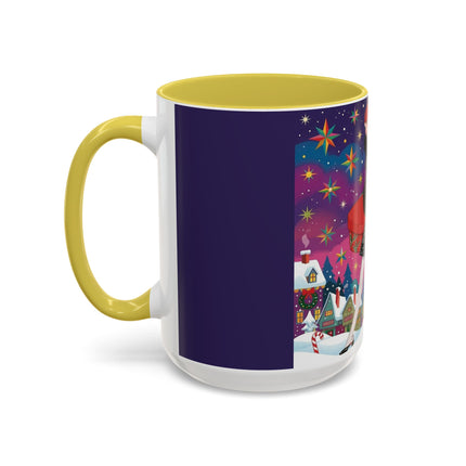 🎁✨ The Lady Of The Christmas Hatbox Colorful Mug – Art Deco Holiday Fantasy
