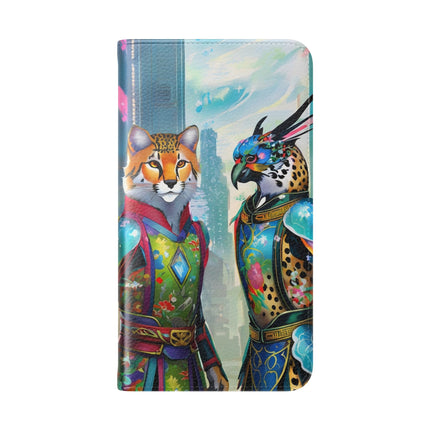 🐆🦜 Cybernetic Duets Flip Case – Neon Elegance & Digital Harmony