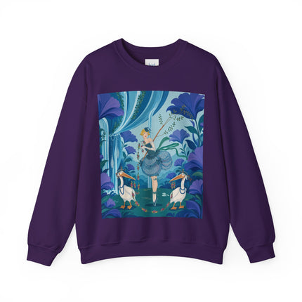 🪶🌺 The Pelican Garden Dance Crewneck Sweatshirt – Art Deco Botanical Whimsy