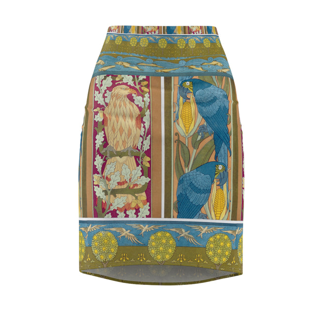 Eagle and Oak, Macaws and Corn by Maurice Pillard Verneuil Women's Pencil Skirt (AOP)