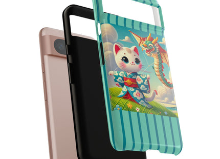 Geisha Kitten and the Dragon Kite Phone Cases