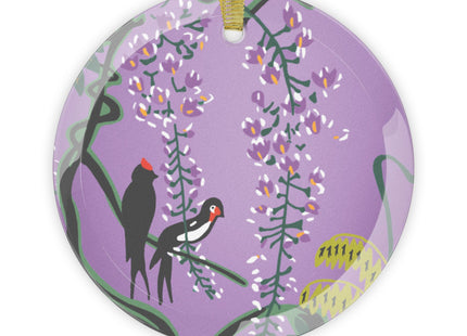 Songbirds in Wisteria Garden Glass Ornament