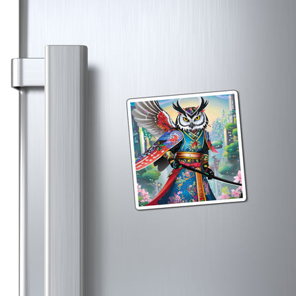 Cyberpunk Samurai Owl Magnets (3 Sizes)