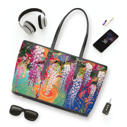 Golden Wisteria Elegance PU Leather Shoulder Bag