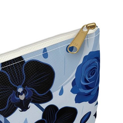 ☔💙 The Blue Rain Promenade Accessory Pouch – Art Deco Floral Fashion