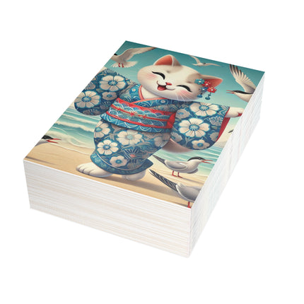Geisha Kitten by the Seaside Postcard Bundles (envelopes included) - Bundles of 10, 30, 50 Pieces