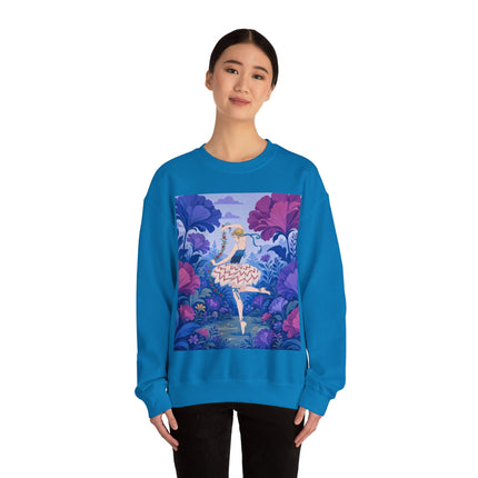 🌸🩰 The Enchanted Garden Ballet Crewneck Sweatshirt – Art Deco Floral Whimsy
