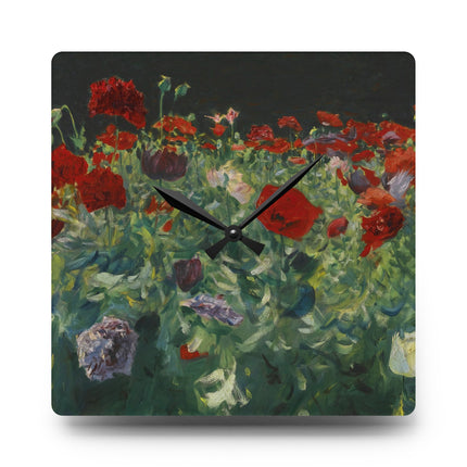 Poppies (A Study of Poppies for Carnation, Lily, Lily, Rose) by John Singer Sargent Acrylic Wall Clock, Round and Square