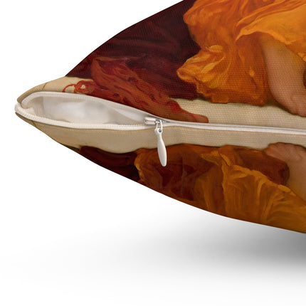 Flaming June by Frederic Leighton Spun Polyester Square Pillow