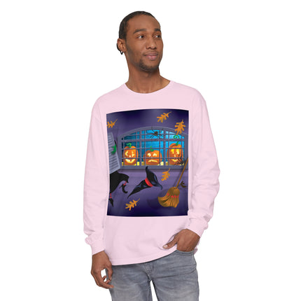 Whimsical Halloween Mischief Unisex Garment-dyed Long Sleeve T-Shirt