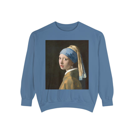 Girl with a Pearl Earring by Johannes Vermeer Unisex Garment-Dyed Sweatshirt