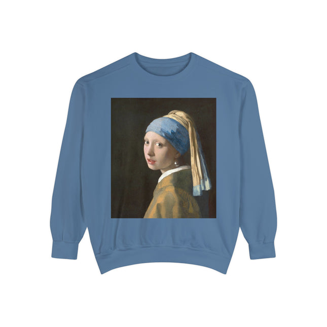 Girl with a Pearl Earring by Johannes Vermeer Unisex Garment-Dyed Sweatshirt