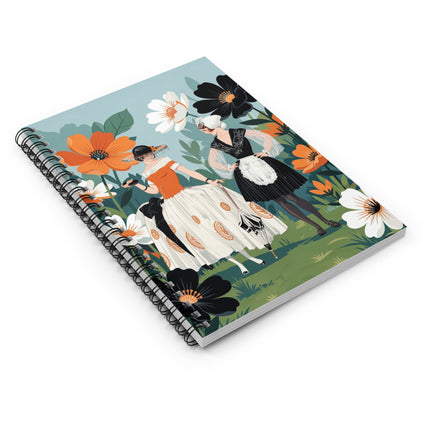 🌺☂️ The Ladies Of The Flower Garden Spiral Notebook – Art Deco Floral Fashion