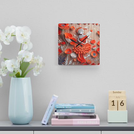 Poppy Fairy Acrylic Wall Clock, Round and Square