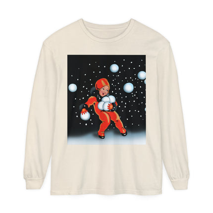 Festive Snowball Unisex Garment-dyed Long Sleeve T-Shirt