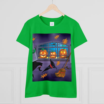 Whimsical Halloween Mischief Women's Midweight Cotton Tee